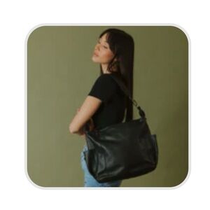 Rare Nena & Co All Black Leather Beatriz Convertible Day Bag Backpack